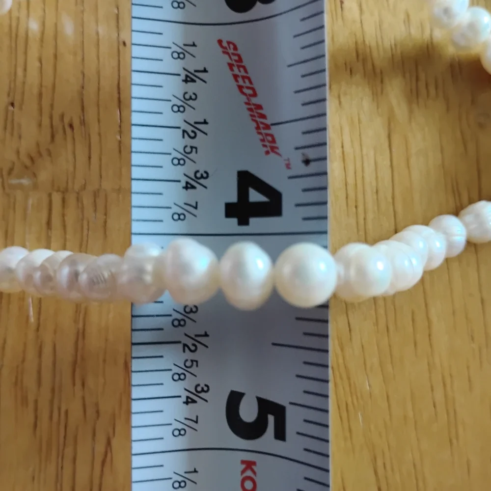 Baroque Freshwater Pearl Beaded Necklace in White - Elegant Women’s Jewelry 17" - Picture 3 of 3